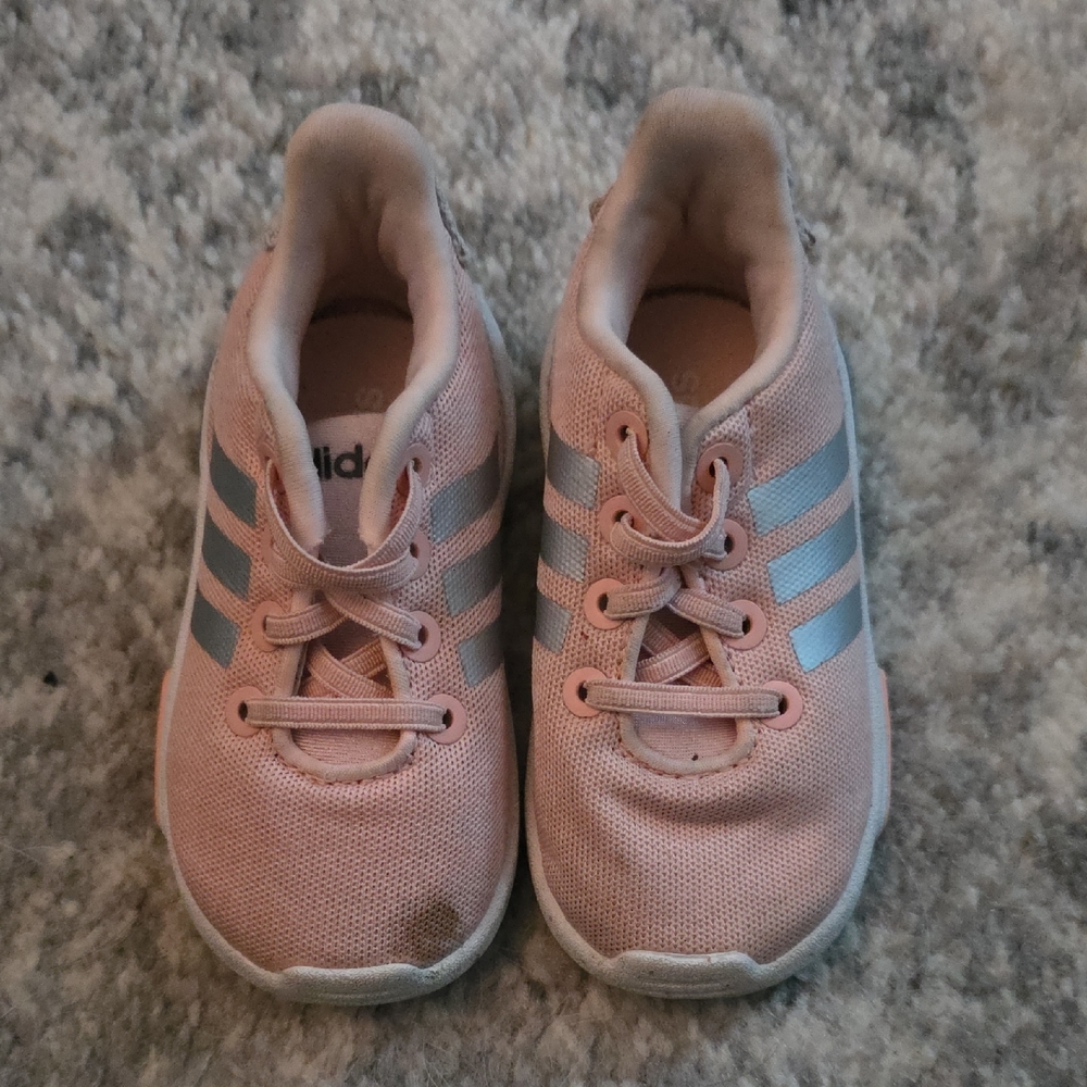 Adidas Kids Light Pink and Silver Sneakers